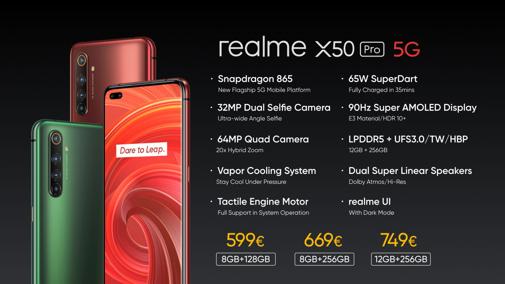realme发布真我X50 Pro 5G，骁龙865+65W超级闪充